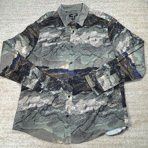Houston White Shirt Mens XL‎ Rayon Long Sleeve Button Up Abstract Print Pattern